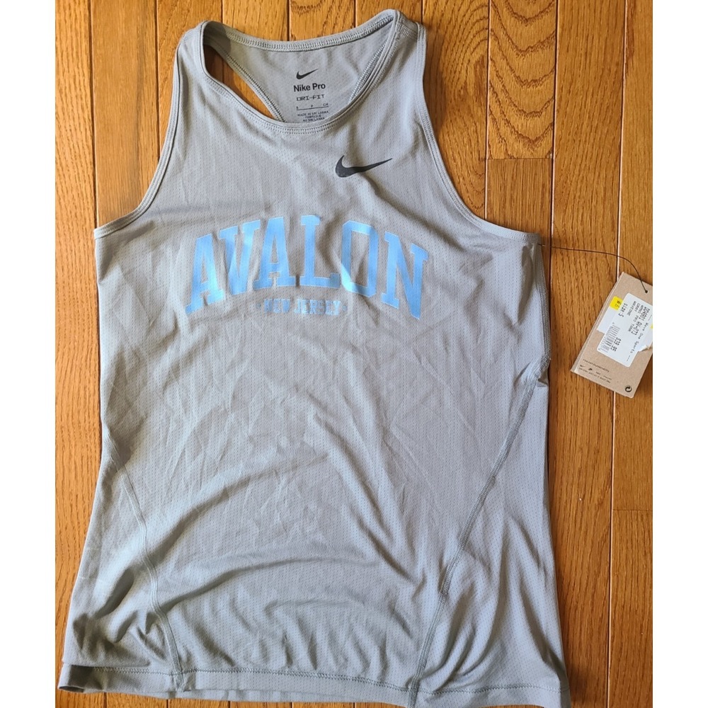 NWT Nike Dri-Fit Women's Medium Gray Blue Tank Top‎ Avalon NJ Training Tank Sz S